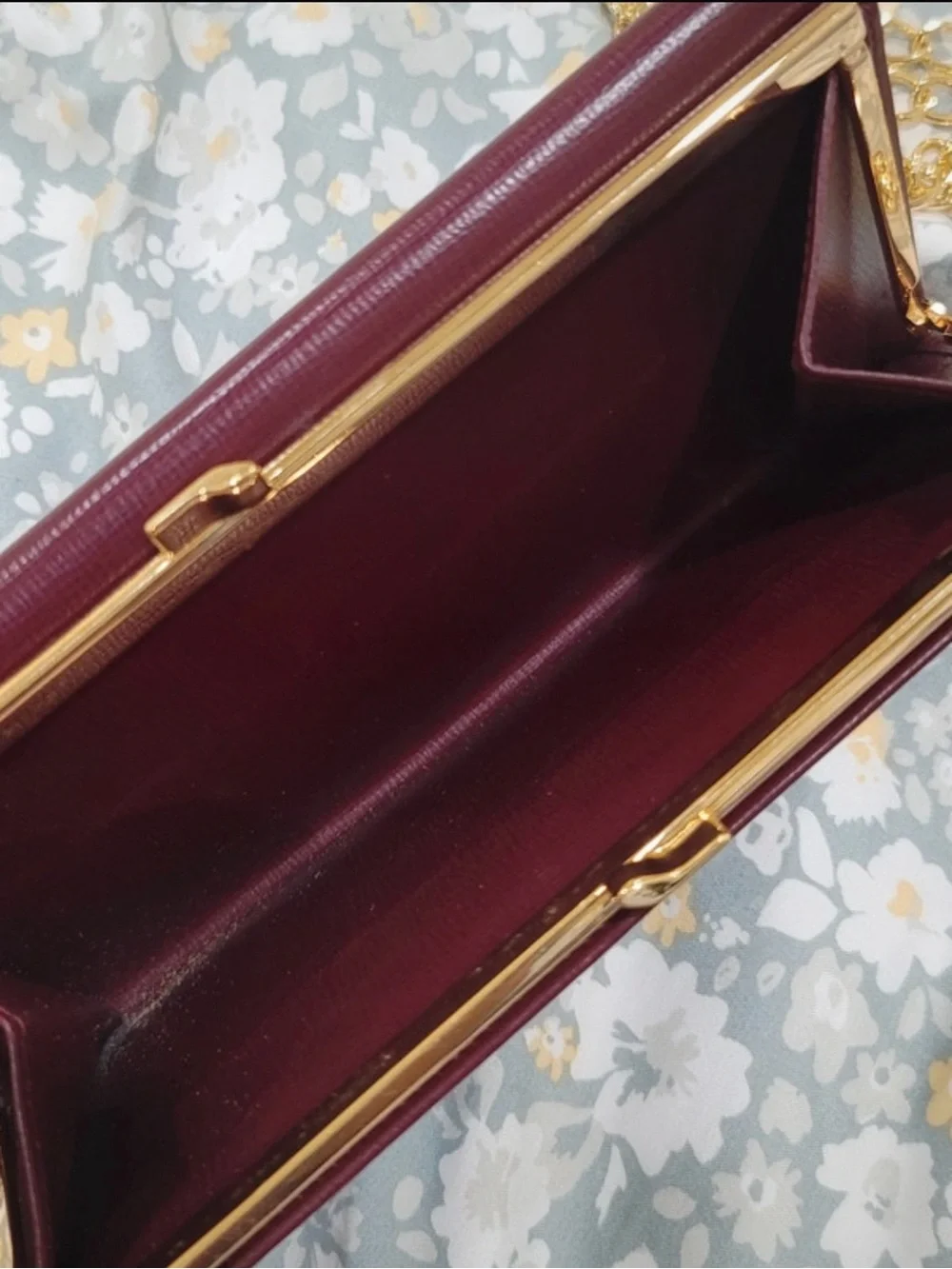 Cartier Burgundy Leather Chain Shoulder Bag with Gold Hardware